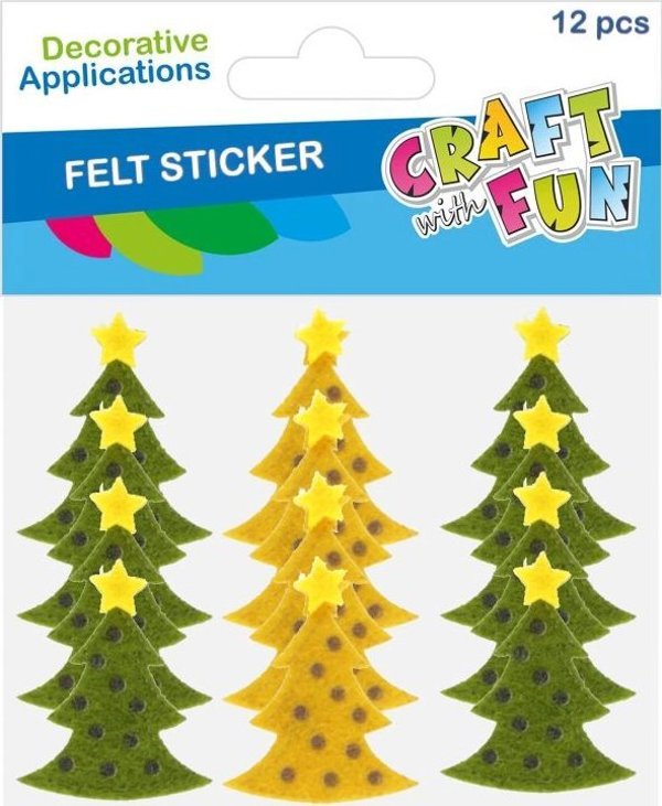 Craft with Fun Χριστουγεννιάτικα Στολίδια από Τσόχα σε Σχήμα Χριστουγεννιάτικου Δέντρου, 12 Τεμάχια σε 2 Χρώματα