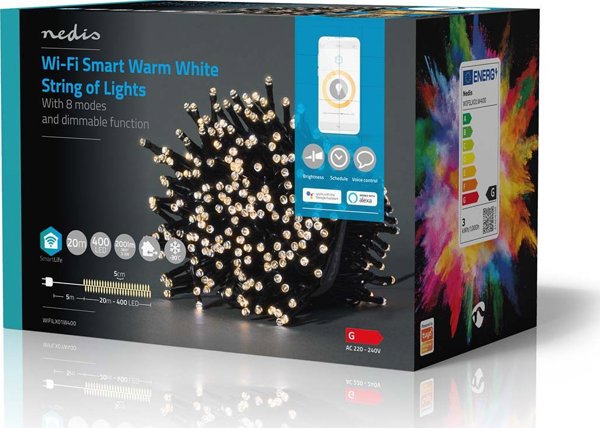 Χριστουγεννιάτικη διακόσμηση Nedis Nedis WIFILX01W400 διακοσμητικός φωτισμός Ελαφριά αλυσίδα για διακόσμηση Λευκό 400 λαμπτήρες LED 3,34 W G