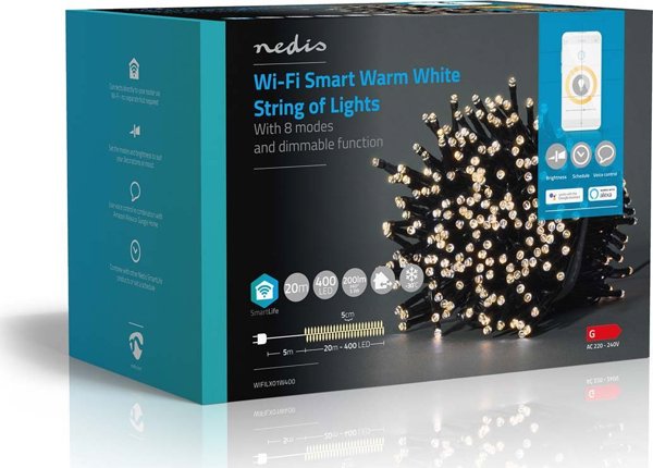 Χριστουγεννιάτικη διακόσμηση Nedis Nedis WIFILX01W400 διακοσμητικός φωτισμός Ελαφριά αλυσίδα για διακόσμηση Λευκό 400 λαμπτήρες LED 3,34 W G