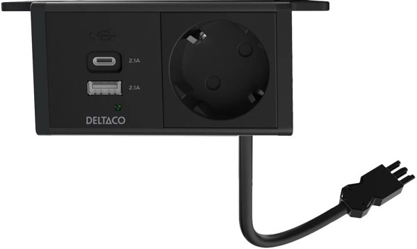 Πολύπριζο DELTACO, 1 υποδοχή, φορτιστής USB 1x21W A+C, σύνδεση GST18