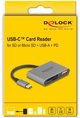 Delock USB-C Card Reader για SD και Micro SD κάρτες μνήμης + USB 10 Gbps Θύρα Τύπου-A και USB Type-C PD 2.0 85 W