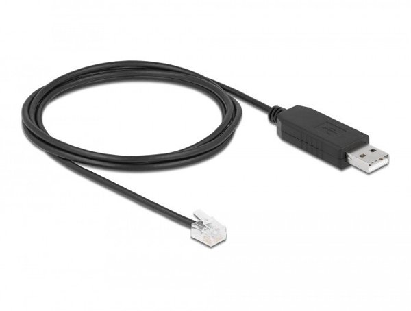 Delock Καλώδιο προσαρμογέα USB Type-A σε Serial RS-232 RJ12 με προστασία ESD Leadshine 2 m, RJ-12, USB 2.0 Type-A, 2 m, Μαύρο