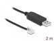 Delock Καλώδιο προσαρμογέα USB Type-A σε Serial RS-232 RJ12 με προστασία ESD Leadshine 2 m, RJ-12, USB 2.0 Type-A, 2 m, Μαύρο
