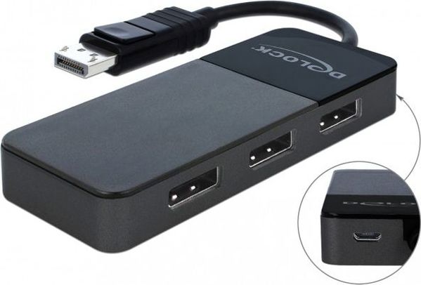 Delock Διαχωριστής βίντεο Displayport αρσενικό - 3x Displayport θηλυκό
