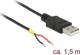 Καλώδιο Delock USB-A 2.0 σε 2x Ελεύθερα Καλώδια (VCC/GND), Τροφοδοσίας, 150cm