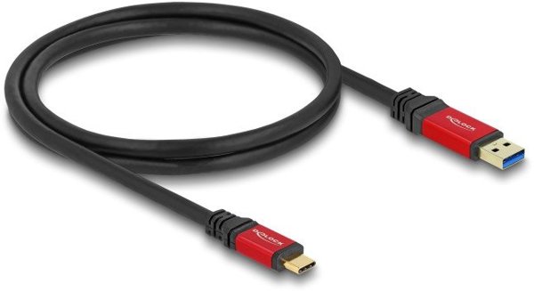 Καλώδιο Delock USB-A σε USB-C 10 Gbps, Μήκος 1m, Κόκκινο Μεταλλικό