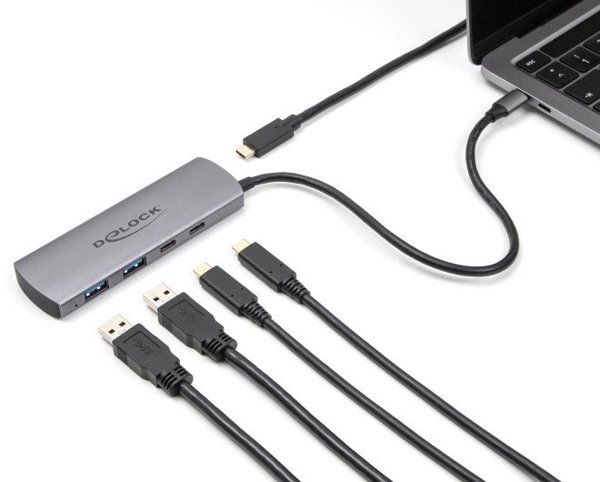 Delock USB 3.2 Gen 1 Hub Type-C 4 Θυρών, 10000 Mbit/s, Γκρι