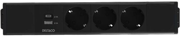 Πολύπριζο DELTACO, 3 υποδοχές, 1x21W A+C φορτιστής USB, σύνδεση GST18, αλυσιδωτή σύνδεση