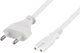 DELTACO ungrounded power cable, CEE 7/16 to IEC 60320 C7, 2m, white