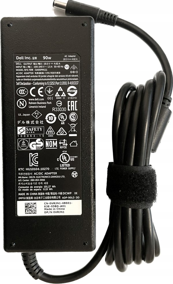 Αυθεντικός Φορτιστής Laptop Dell 90W, 19.5V, 3-Pin, Βύσμα 4.5mm, με Καλώδιο Τροφοδοσίας C6