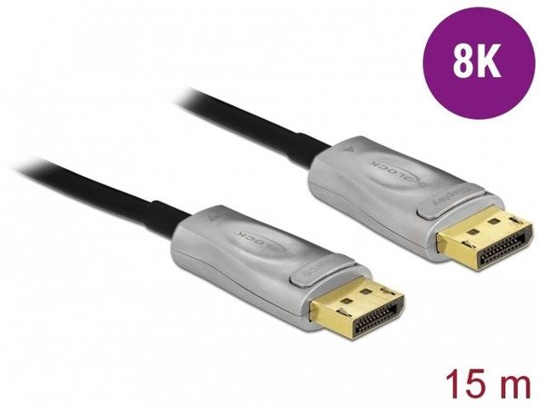 ΚΑΛΩΔΙΟ DELOCK DISPLAYPORT 1.4 DP 8K ΟΠΤΙΚΟ ΕΝΕΡΓΟ 15M (85886)