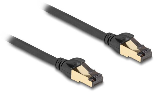 Delock Καλώδιο Δικτύου RJ45 Cat.6A S/FTP, Αρσενικό σε Αρσενικό, 30cm, Μαύρο, Cat.7 για Βιομηχανική & Εξωτερική Χρήση