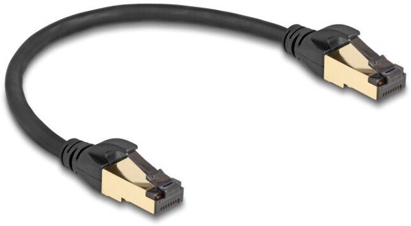 Delock Καλώδιο Δικτύου RJ45 Cat.6A S/FTP, Αρσενικό σε Αρσενικό, 30cm, Μαύρο, Cat.7 για Βιομηχανική & Εξωτερική Χρήση