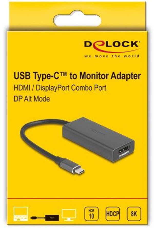 DELOCK ?USB Type-C Adapter zu Combo HDMI / DisplayPort Buchse 8K