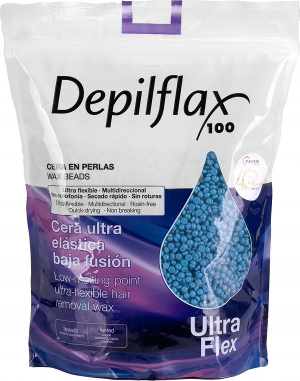 Επαγγελματικός αποτριχωτικός κερί Activeshop Depilflax 100 ελαστικό κερί αποτρίχωσης χαμηλής θερμοκρασίας τήξης μαργαριταρένιο Ultraflex μπλε 1000g