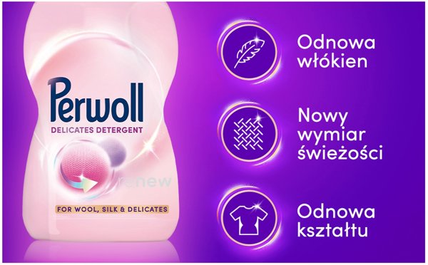 Perwoll Υγρό Απορρυπαντικό για Μάλλινα και Ευαίσθητα Ρούχα Wool & Delicates, 60 Μεζούρες, 3L