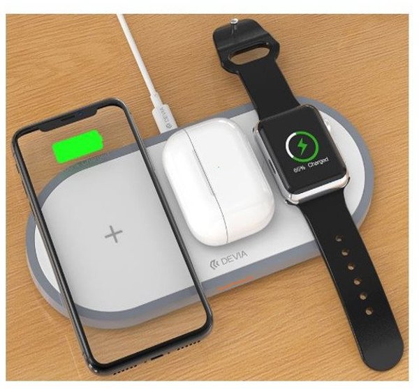 Devia 3 In 1 Charger For Smart Phone  AND  Applewatch  AND  Earphone V4 (10W) White