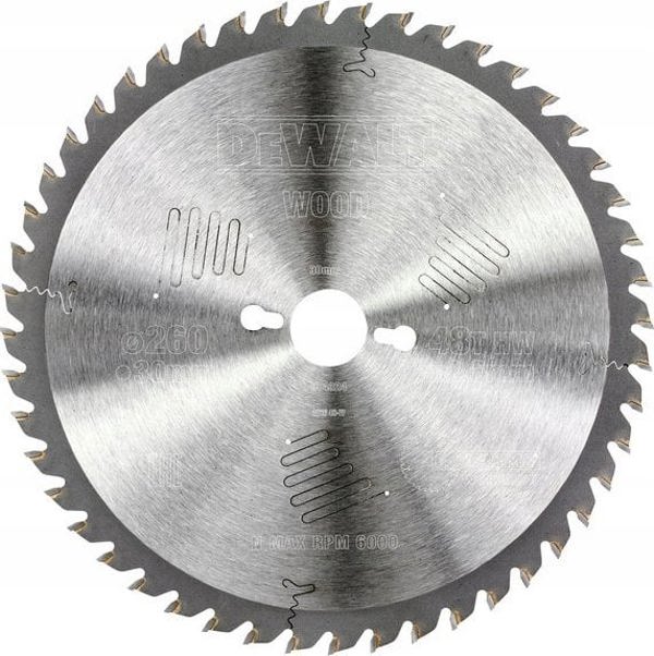 Δίσκος περιστροφής για ξύλο DeWalt 260mmx30mm 48T