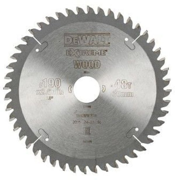 Dewalt Δίσκος πριονιού για φορητά πριόνια 190x30mm, 48 δόντια (DT4094-QZ)