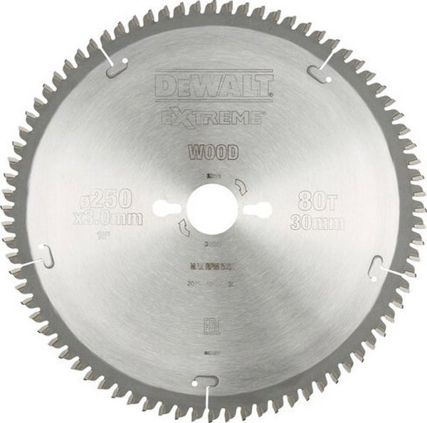DeWalt Δίσκος Πριονιού DT4287-QZ για Ξύλο, 250x30mm, 80 Δόντια