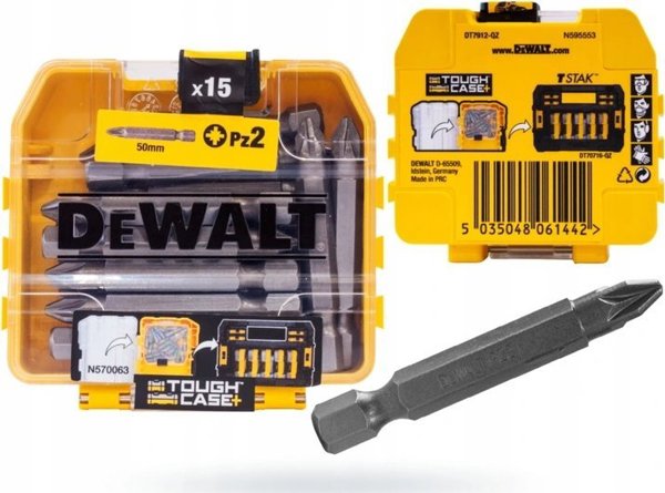 DeWalt Σετ Μπιτ Κατσαβιδιού PZ2 50mm, 15τμχ - Επαγγελματικά Μπιτ Βιδώματος