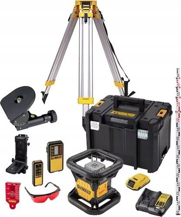 περιστροφικό λέιζερ Dewalt dce074 + εύκαμπτος κανόνας de0734 + τρίποδο de0736 + βάση
