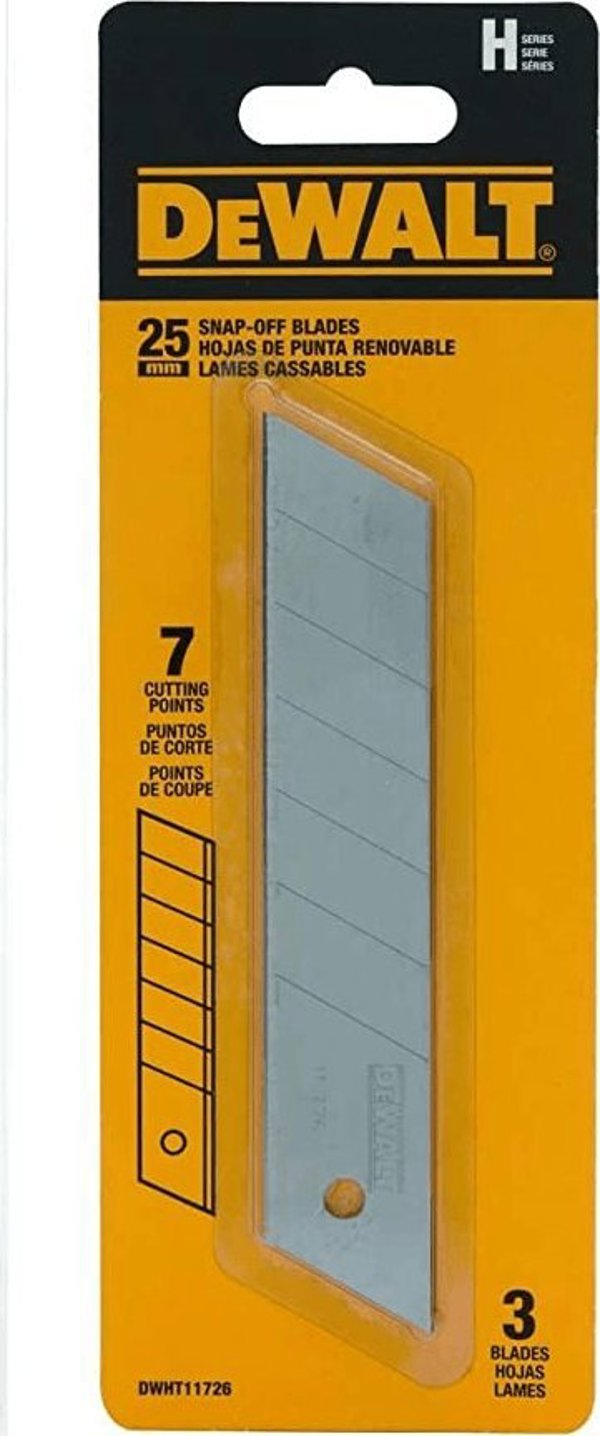 DeWALT Λεπίδες Κοπής 25mm για Μαχαίρι Σπασίματος DWHT11719-0, Σκληρυμένες, 3 Τεμάχια
