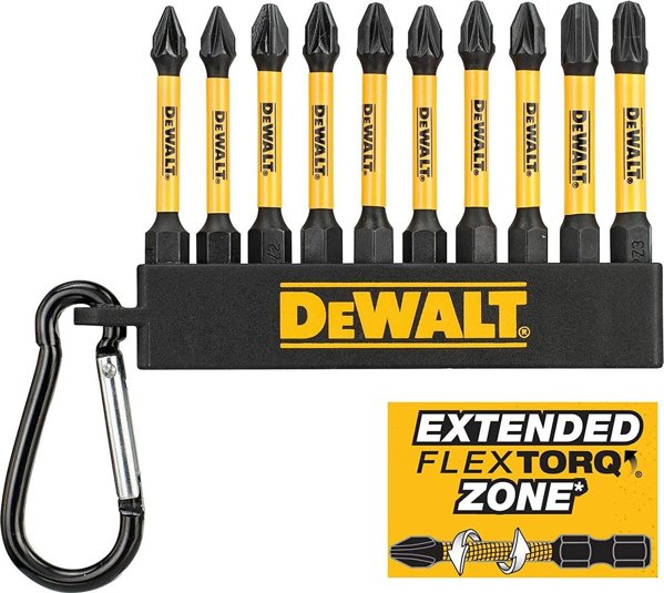 DeWALT Σετ 10 Κρουστικές Μύτες Κατσαβιδιού DT7276-QZ Extreme Flextorq PZ1, PZ2, PZ3 57mm