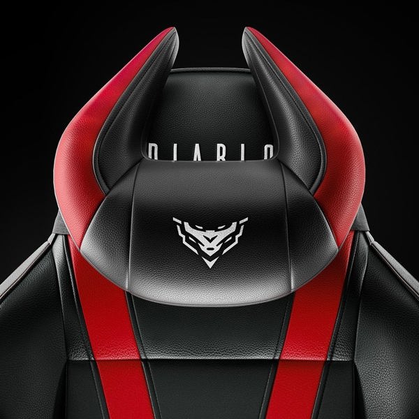 Diablo Μαξιλάρι για τη Στήριξη Κεφαλιού Diablo X-Horn με Προσωπική Κέντηση, Μαύρο-Κόκκινο
