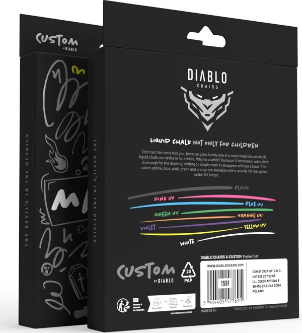 Diablo Μαρκαδόροι Κιμωλίας για Καρέκλα Diablo X-Custom, 8 Χρωμάτων