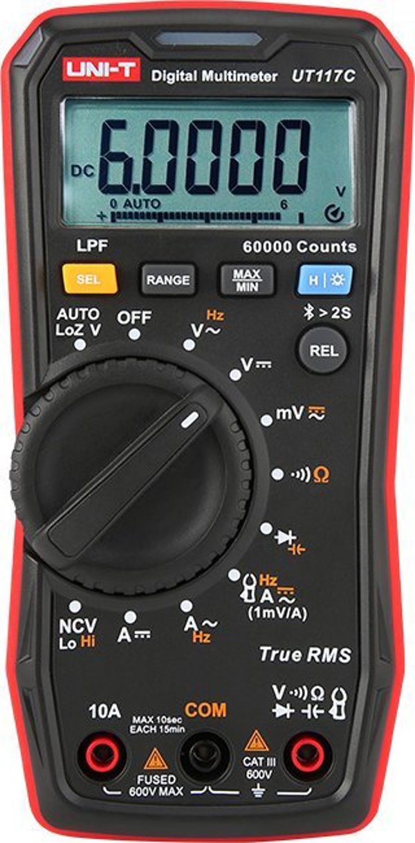Υψηλής ακρίβειας ψηφιακό πολύμετρο AC/DC 600V| AC/DC 10A| 50kHz| 40MO| 1000uF| LoZ| LPF| NCV| 60000| True RMS| BT, UNI-T