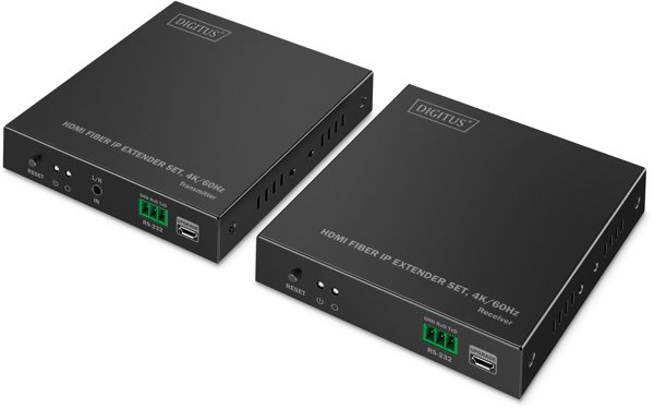 Digitus HDMI Extender Σετ, Fiber IP, 4K/60Hz, Μαύρο
