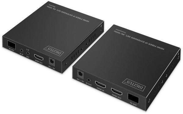 Digitus HDMI Extender Σετ, Fiber IP, 4K/60Hz, Μαύρο