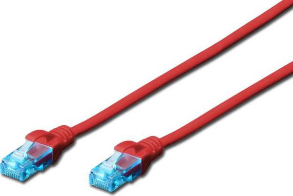 Digitus Καλώδιο patch cord UTP, CAT.5E, κόκκινο, 0.25m, 15 LGW (DK-1512-0025/R)