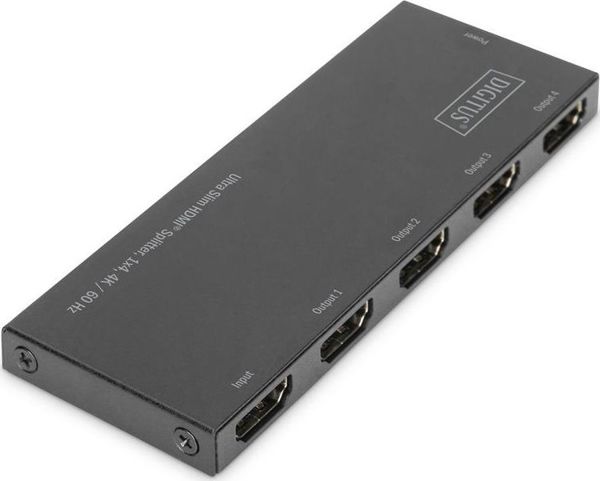 Digitus Ultra Slim HDMI Splitter 1x4, 4K/60Hz, 18 Gbps, HDR, Υποστήριξη 36-bit Color