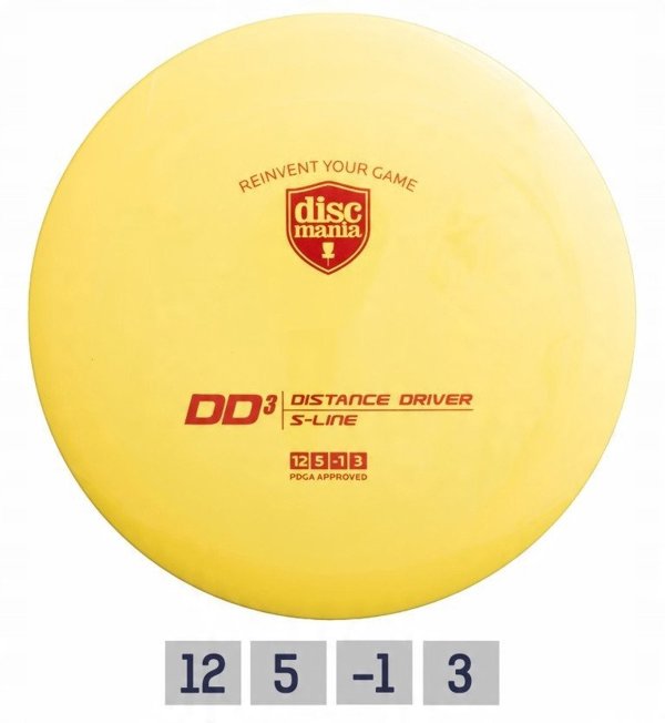 Discgolf disc DISCMANIA  Distance Driver S-LINE DD3 Yellow 12/5/-1/3