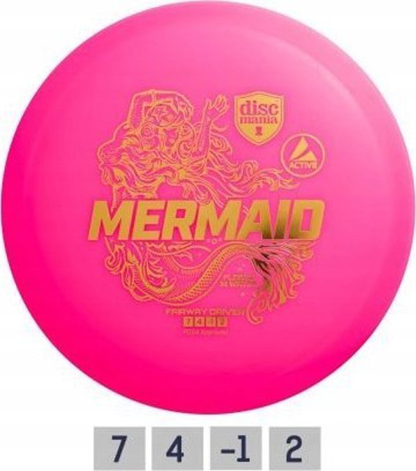 Ο δίσκος Discgolf της Discmania, Fairway Driver MERMAID επιπλέει στο νερό Ροζ 7/4/-1/2