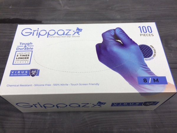 Disposable nitrile gloves with rough palm GRIPPAZ-245VB, size M, 100pcs.