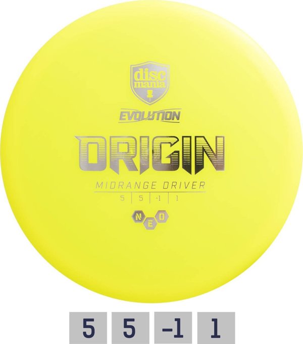Δίσκος Discmania Disc Golf Midrange Driver NEO ORIGIN Evolution Κίτρινο