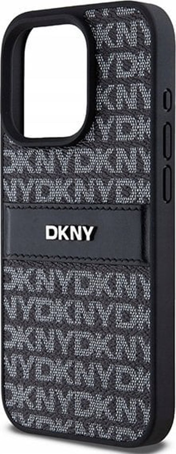 Case APPLE IPHONE 15 PRO DKNY Hardcase Leather Mono Stripe & Metal Logo (DKHCP15LPRTHSLK) black