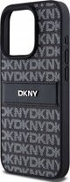 Case APPLE IPHONE 15 PRO DKNY Hardcase Leather Mono Stripe & Metal Logo (DKHCP15LPRTHSLK) black