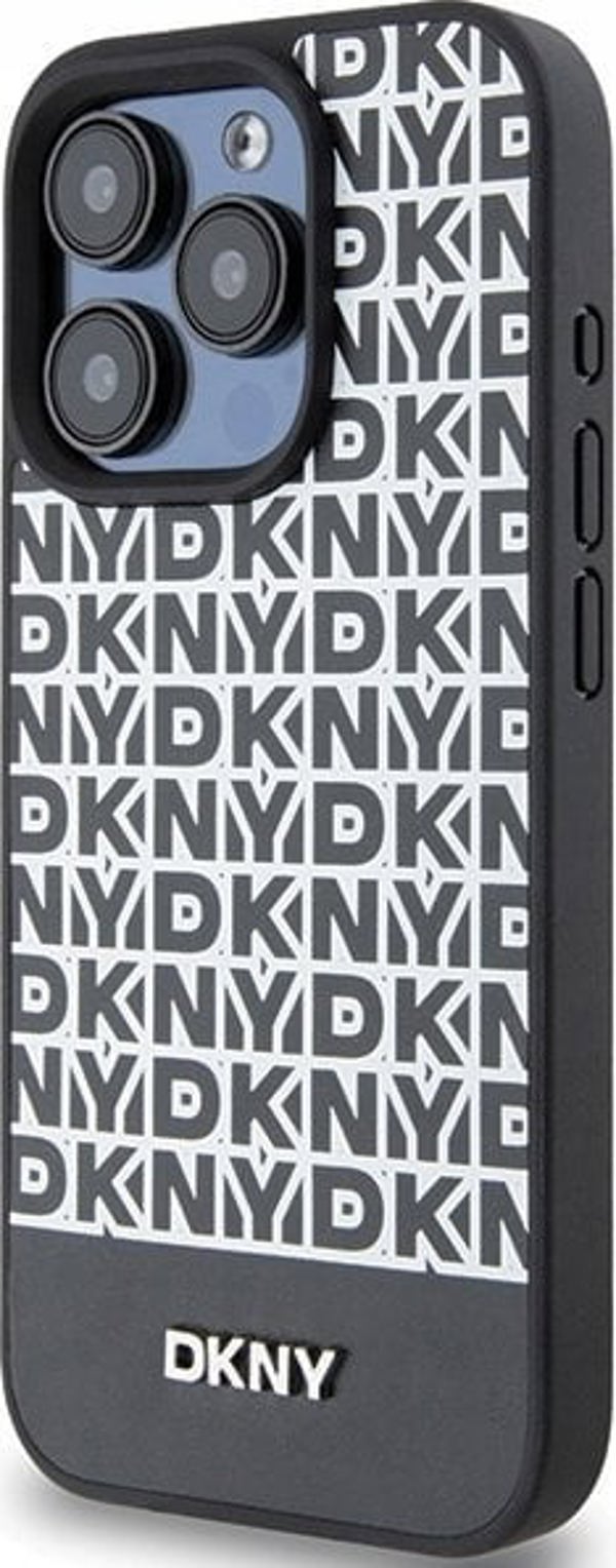DKNY DKNY DKHMP15XPSOSPK iPhone 15 Pro Max 6.7" μαύρη σκληρή θήκη Δερμάτινο Τυπωμένο Σχέδιο Μεταλλικό Λογότυπο MagSafe