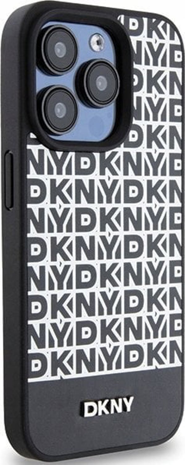 DKNY DKNY DKHMP15XPSOSPK iPhone 15 Pro Max 6.7" μαύρη σκληρή θήκη Δερμάτινο Τυπωμένο Σχέδιο Μεταλλικό Λογότυπο MagSafe