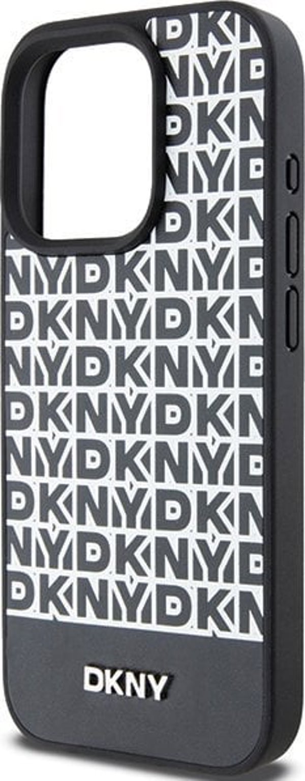 DKNY DKNY DKHMP15XPSOSPK iPhone 15 Pro Max 6.7" μαύρη σκληρή θήκη Δερμάτινο Τυπωμένο Σχέδιο Μεταλλικό Λογότυπο MagSafe