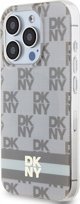 Case APPLE IPHONE 15 PRO MAX DKNY Hardcase IML Checkered Mono Pattern & Printed Stripes MagSafe (DKHMP15XHCPTSE) beige
