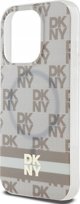 Case APPLE IPHONE 15 PRO MAX DKNY Hardcase IML Checkered Mono Pattern & Printed Stripes MagSafe (DKHMP15XHCPTSE) beige