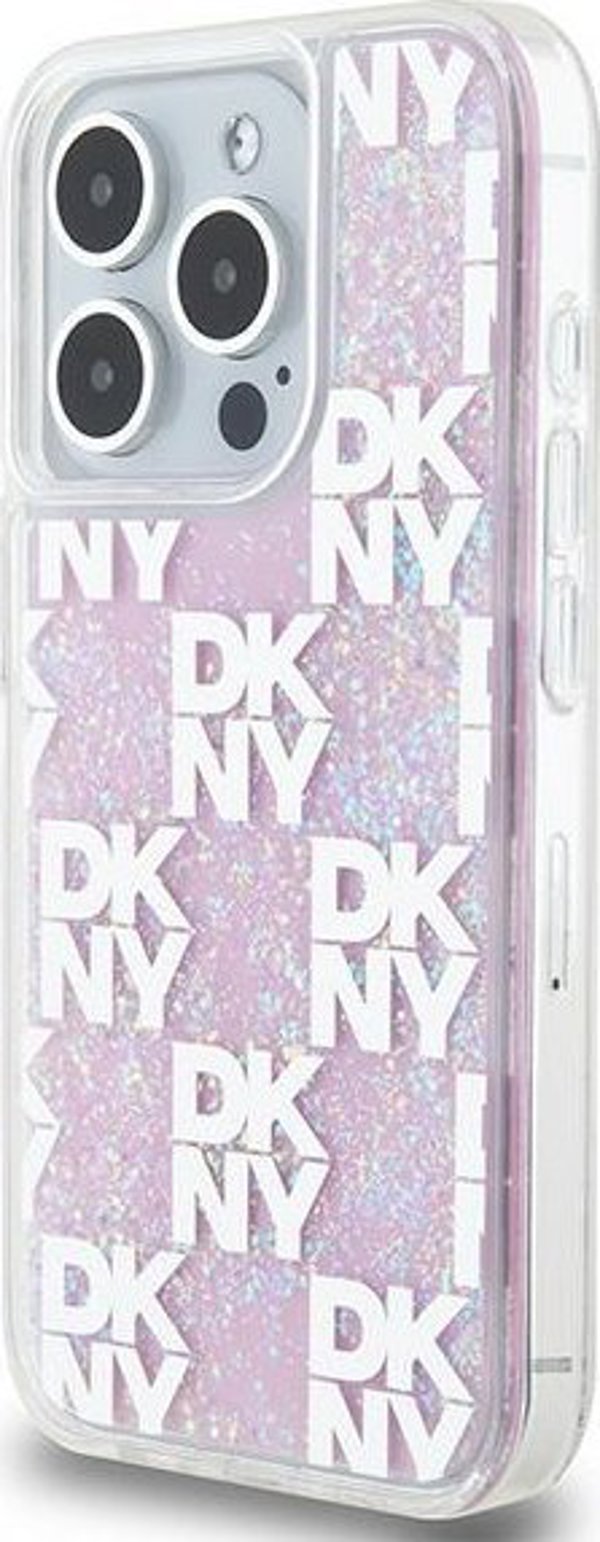 Θήκη DKNY για iPhone 15 Pro 6,1" DKHCP15LLCPEPP λευκή HC υγρές γκλίτερ με καρό σχέδιο 3666339271190