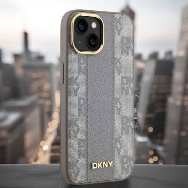 DKNY DKNY DKHMP15MPCPVSLE iPhone 15 Plus 6.7" σκληρή θήκη μπεζ/Beige με δερμάτινο καρό μοτίβο και MagSafe