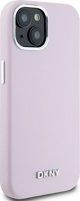 DKNY θήκη για iPhone 15 6,1" DKHMP15SSMCHLP ροζ HC Magsafe σιλικόνης με οριζόντιο μεταλλικό λογότυπο 3666339265854