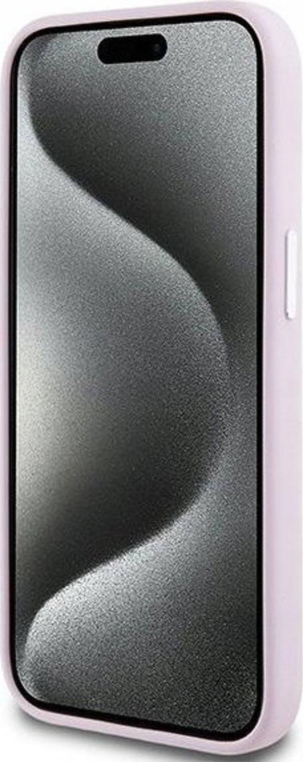 DKNY θήκη για iPhone 15 6,1" DKHMP15SSMCHLP ροζ HC Magsafe σιλικόνης με οριζόντιο μεταλλικό λογότυπο 3666339265854